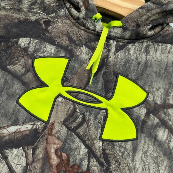 Men's Camo Under Armour Mossy Oak Treestand Scent Control Hoodie Sweatshirt Sz M - Picture 2 of 6